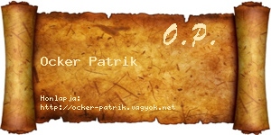 Ocker Patrik névjegykártya